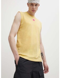 Bavlněné tričko HUGO žlutá barva