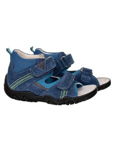 Superfit dětské kožené zdravotní sandály modré s ozdobným prošitím