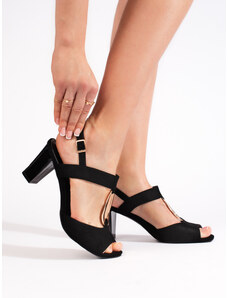 GOODIN Praktické sandály černé dámské na širokém podpatku