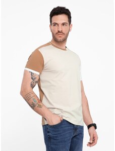 Ombre Clothing Atraktivní hnědé tričko V1 TSCT-0176