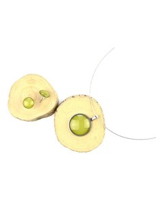 Laboka Set khaki - olivový náušnice pecky + náhrdelník