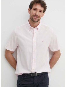 Bavlněná košile Tommy Hilfiger růžová barva, regular, s límečkem button-down