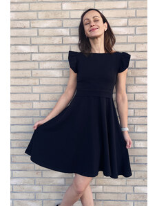 Krásná mamka Kojicí šaty Amalie BIO bavlna + modal black volánek