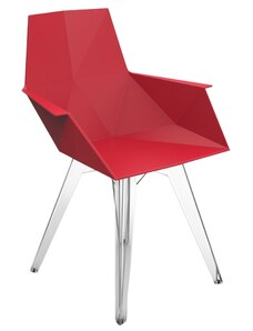 VONDOM Červená plastová zahradní židle FAZ s područkami