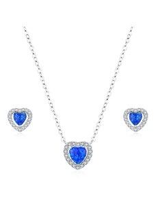 GRACE Silver Jewellery Souprava šperků s modrými opály a zirkony, stříbro 925/1000