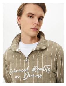 Koton Half-Zip Sweatshirt with Slogan Print Standing Collar
