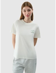 4F Dámské tričko regular s potiskem - krémové