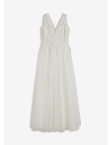 bonprix Svatební šaty s pajetkami a odnímatelnou sukní ze síťoviny Bílá