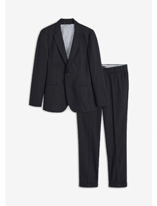 bonprix 2dílný lněný oblek Slim Fit: sako a kalhoty Černá