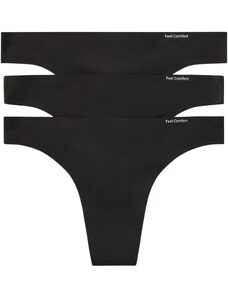 bonprix Bezešvé kalhotky String Feel Comfort (3 ks v balení) Černá