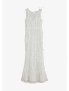 bonprix Svatební šaty ze síťoviny s aplikací kytiček Bílá