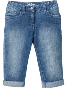 bonprix Capri džíny se založenými lemy Modrá