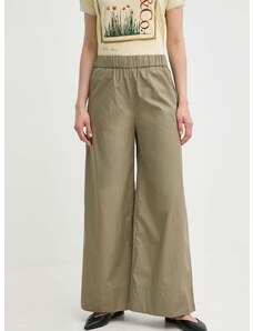 Bavlněné kalhoty MAX&Co. zelená barva, jednoduché, high waist, 2416131084200