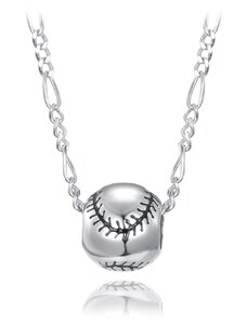 MINET Stříbrný náhrdelník baseballový míč