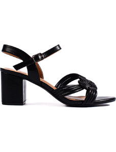 SHELVT Elegantní černé sandály na sloupku Černá