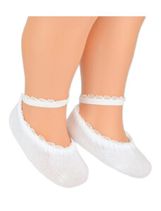 Baby Nellys Kojenecké bavlněné ponožky s krajkou, bílé