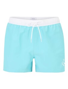 Calvin Klein Swimwear Plavecké šortky aqua modrá / bílá
