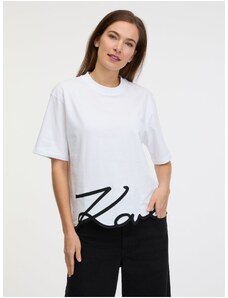 Bílé dámské tričko KARL LAGERFELD Karl Signature - Dámské