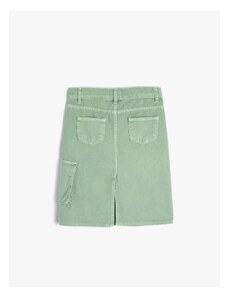 Koton Cargo Denim Skirt Covered Pocket Detail Cotton
