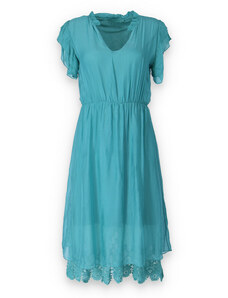 Collfashion Šaty hedvábí kr.rukáv 24059 Italy barva: zelená-mint, velikost: Univerzální-jedna velikost