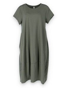 Collfashion Dlouhé šaty basic 21159 Itálie barva: zelená-khaki, velikost: Univerzální-jedna velikost