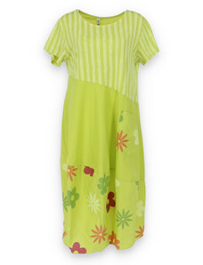 Collfashion Dlouhé šaty pruh 9088 Itálie barva: zelená-limetka, velikost: Univerzální-jedna velikost