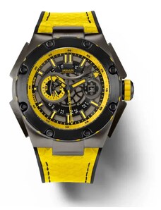Nsquare Watches Černé pánské hodinky Nsquare s koženým páskem SnakeQueen Black / Yellow 46MM Automatic