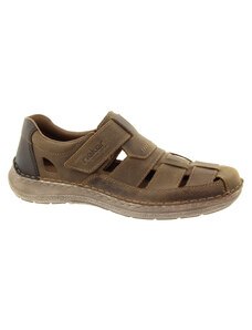 RIEKER Pánské kožené hnědé sandály 03078-25-257