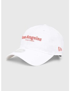 Bavlněná baseballová čepice New Era bílá barva, s aplikací