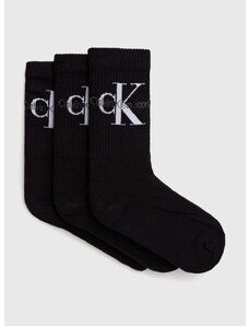 Ponožky Calvin Klein Jeans 3-pack dámské, černá barva, 701220515