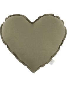 DaDaBoom Lněný polštář srdce olivová 44cm
