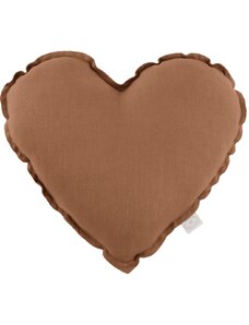 DaDaBoom Lněný polštář srdce čokoládová 44cm