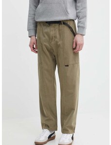 Bavlněné kalhoty Gramicci zelená barva, jednoduché