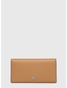 Kožená peněženka Lauren Ralph Lauren béžová barva, 432935939