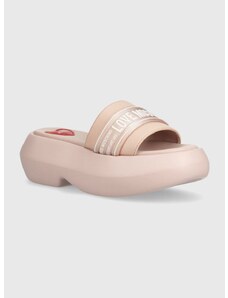 Pantofle Love Moschino dámské, růžová barva, na platformě, JA28107I0IIX760A