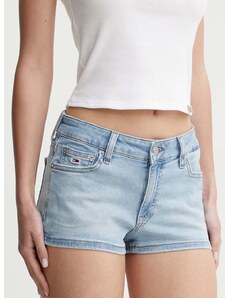 Džínové šortky Tommy Jeans dámské, hladké, high waist, DW0DW17650