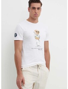 Bavlněné tričko Polo Ralph Lauren bílá barva, s potiskem, 710939647
