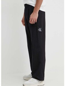 Kalhoty s příměsí lnu Calvin Klein Jeans černá barva, J30J325126