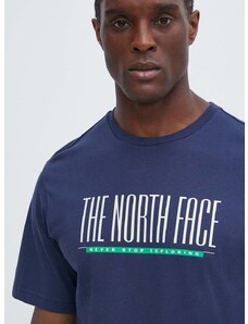 Bavlněné tričko The North Face tmavomodrá barva, s potiskem, NF0A87E78K21