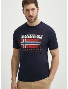 Bavlněné tričko Napapijri S-Kreis tmavomodrá barva, s potiskem, NP0A4HQR1761