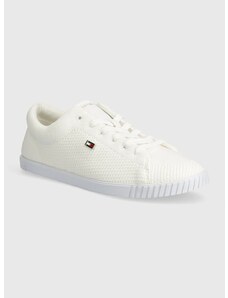 Sneakers boty Tommy Hilfiger FLAG LACE UP SNEAKER KNIT bílá barva, FW0FW08074
