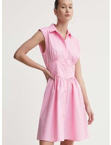 Bavlněné šaty HUGO růžová barva, mini, 50512904