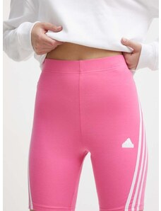 Kraťasy adidas dámské, růžová barva, s aplikací, high waist, IS3630