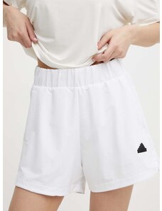 Kraťasy adidas Z.N.E dámské, bílá barva, s aplikací, high waist, IN9481