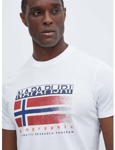 Bavlněné tričko Napapijri S-Kreis bílá barva, s potiskem, NP0A4HQR0021