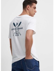 Bavlněné tričko Pepe Jeans CALLUM bílá barva, s potiskem, PM509370