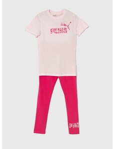 Dětská bavlněná souprava Puma ANIMAL & Leggings Set G růžová barva