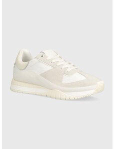 Sneakers boty Calvin Klein LOW TOP LACE UP MIX bílá barva, HM0HM01403