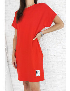 Sweetissima Bavlněné basic červené šaty MA-12371R