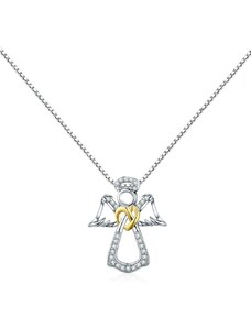 GRACE Silver Jewellery Stříbrný náhrdelník se zirkony Andělíček - stříbro 925/1000